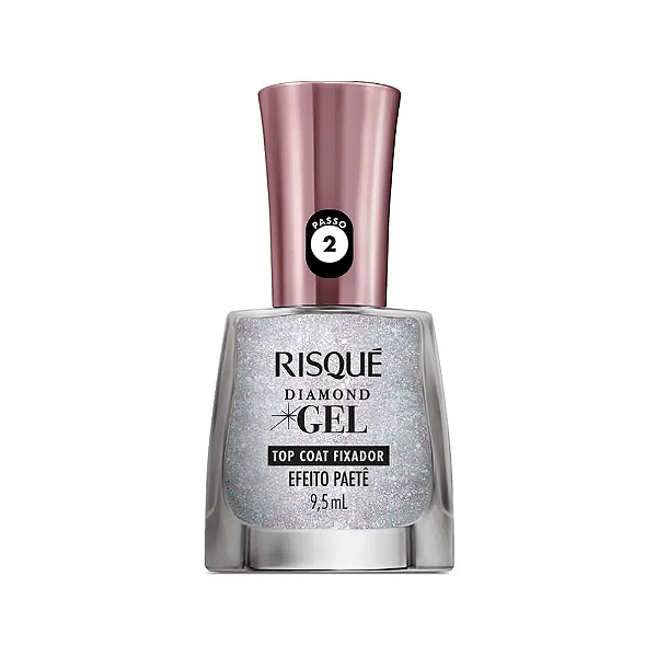 Esmalte Diamond Gel Top Coat Efeito Paetê - Risque