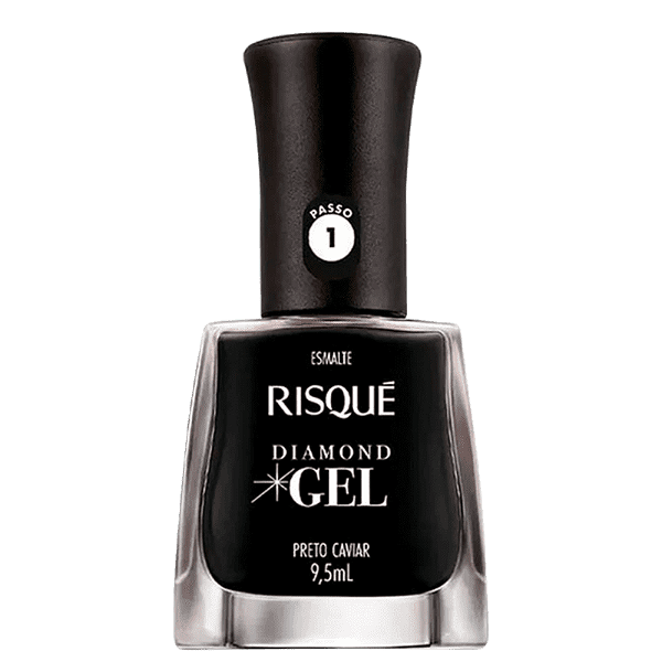 Esmalte Diamond Gel Preto Caviar Rosa - Risque