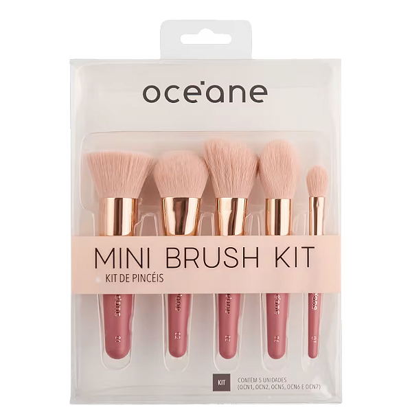 Mini Kit Brush com 5 Pincéis Coral - Océane