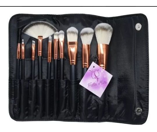 Kit Pincéis Necessaire Preta KT47-3 10 pçs - Hello Mini