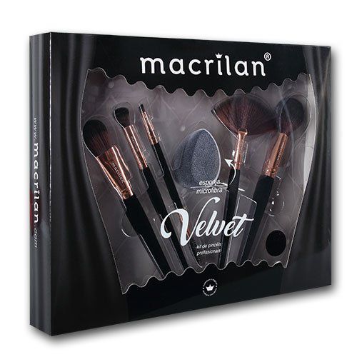 Kit Pincel Velvet Preto 6 peças - Macrilan