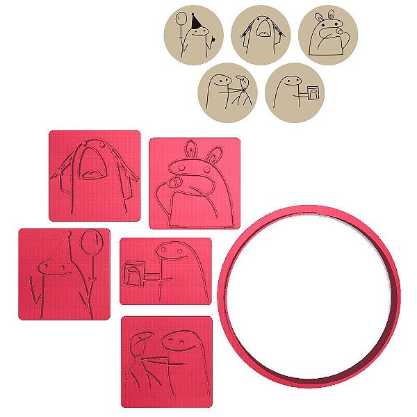Kit 5 Cortadores Flork Niver Bravo Fome Briga Caixa
