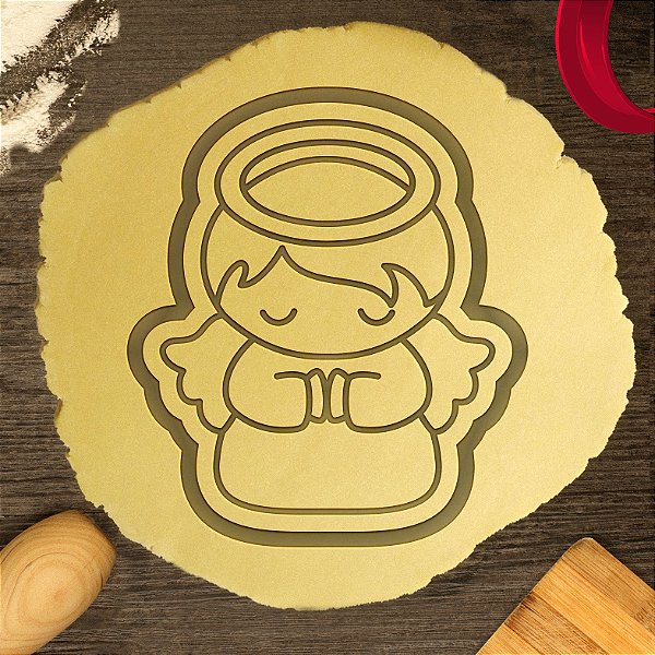 Cortador Marcador Biscoito Batizado Menino Anjo Cute Orando