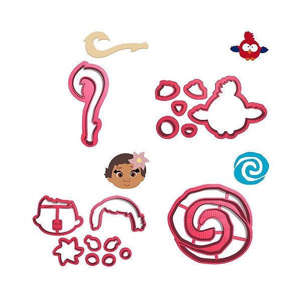 Kit 4 Cortadores Moana Logo Anzol Hey Hey
