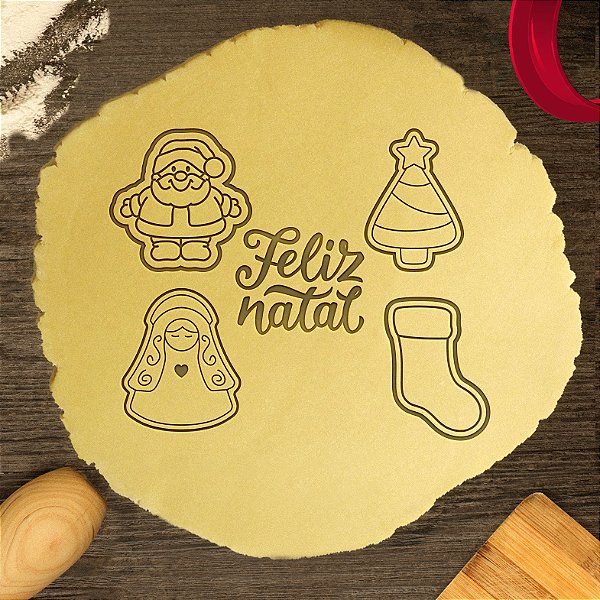 Kit 5 Cortadores Natal Maria Meia Noel Árvore
