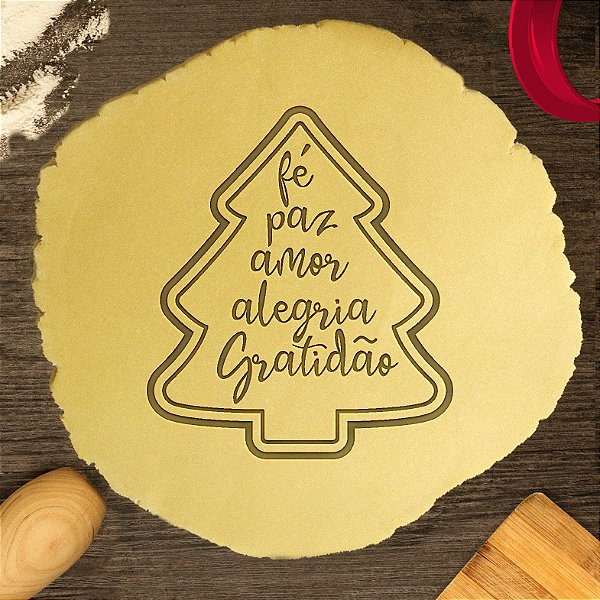 Cortador Marcador Árvore Frase Fé Paz Amor Alegria Gratidão
