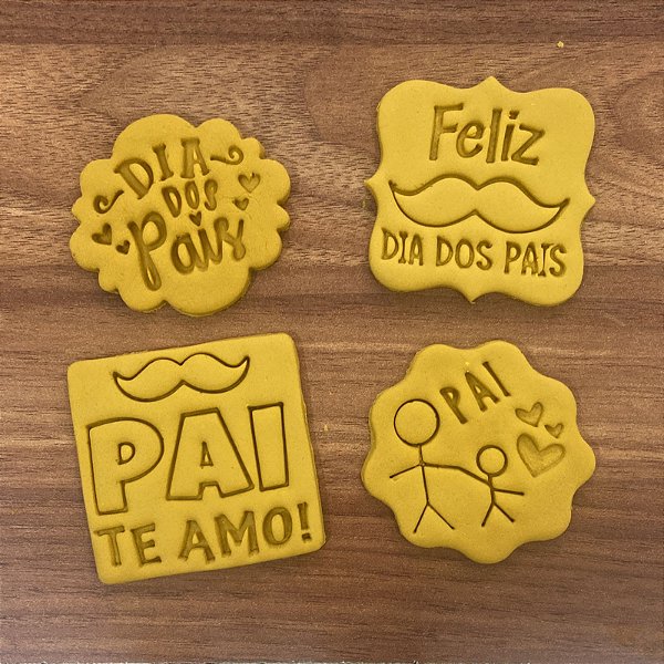 Kit 4 Cortadores Feliz Dia dos Pais Te Amo Papai