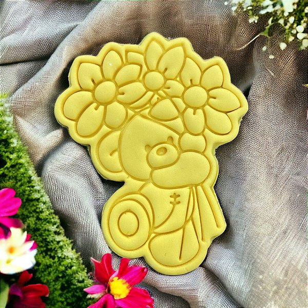 Cortador Biscoito Urso Amoroso com Buquë de Flores