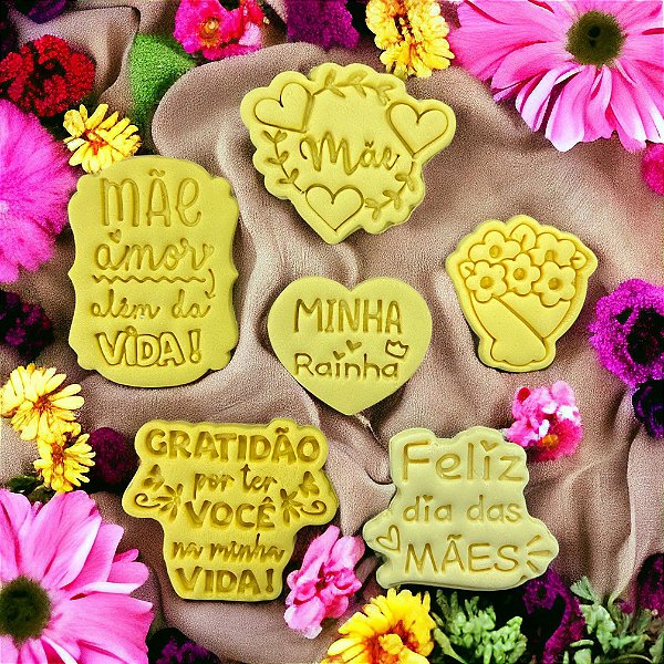 Kit 6 Cortador Biscoito Dia das Mães Amor Minha Vida