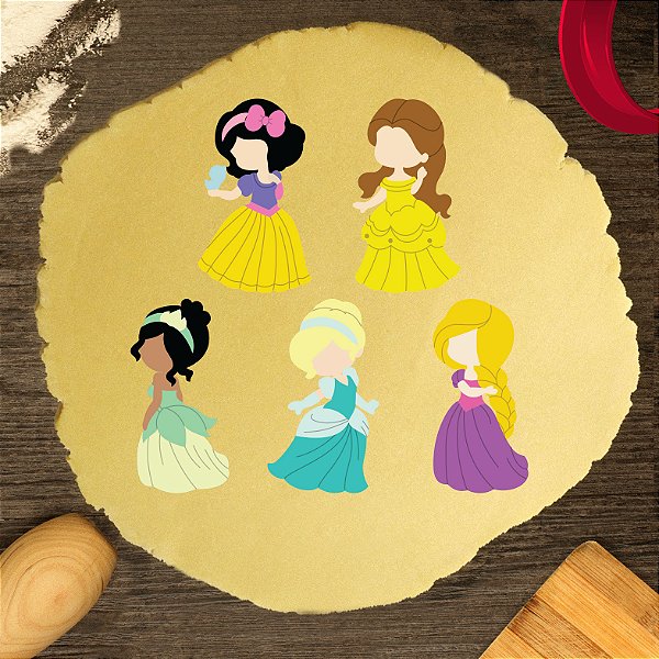 Kit 5 Cortadores Princesas Modulares Disney