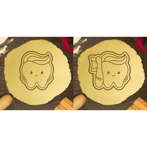 Kit 2 Cortadores Biscoito Dupla de Dentinhos
