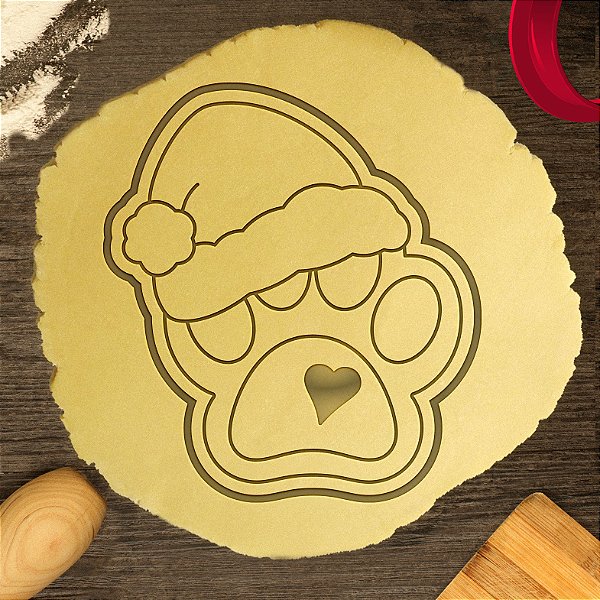 Cortador Biscoito Pata de Cachorro Coração com Gorro