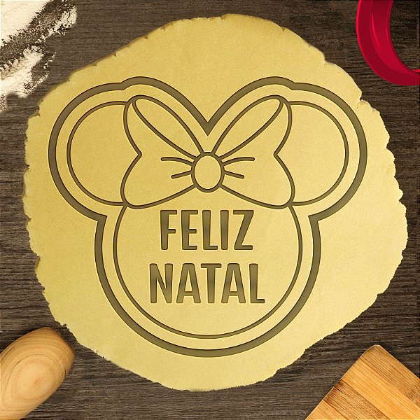 Cortador Biscoito Silhueta Minnie Laço Feliz Natal