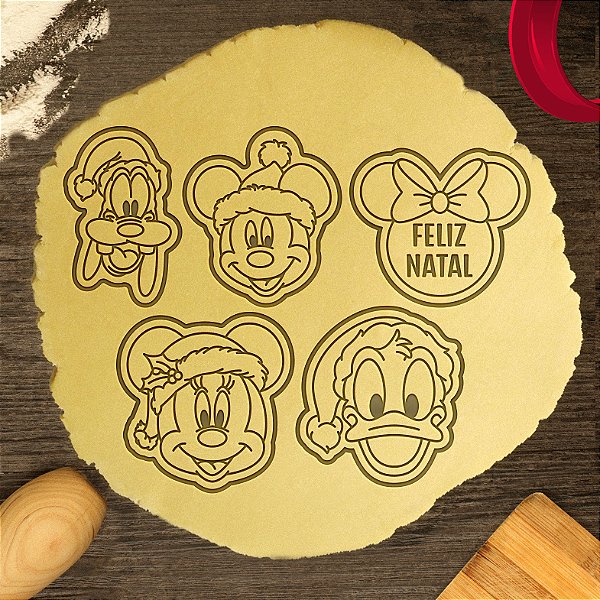 Kit 5 Cortadores Biscoito Turma Mickey Natal