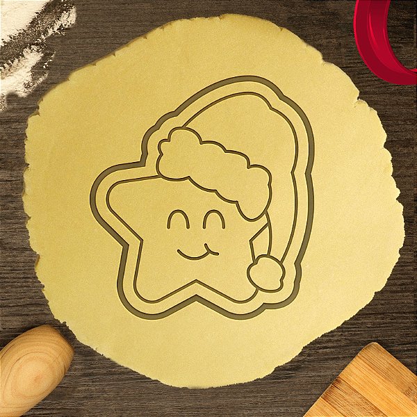 Cortador Biscoito Estrelinha Cute Sorrindo com Gorro