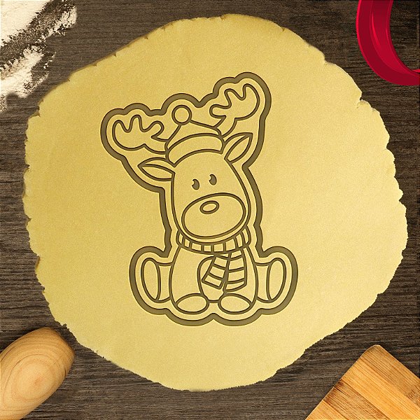 Cortador Biscoito Alce de Gravata Cute Sentado