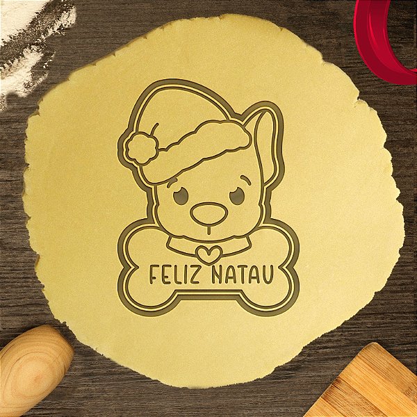 Cortador Biscoito Feliz Natau Cachorrinho com Gorro