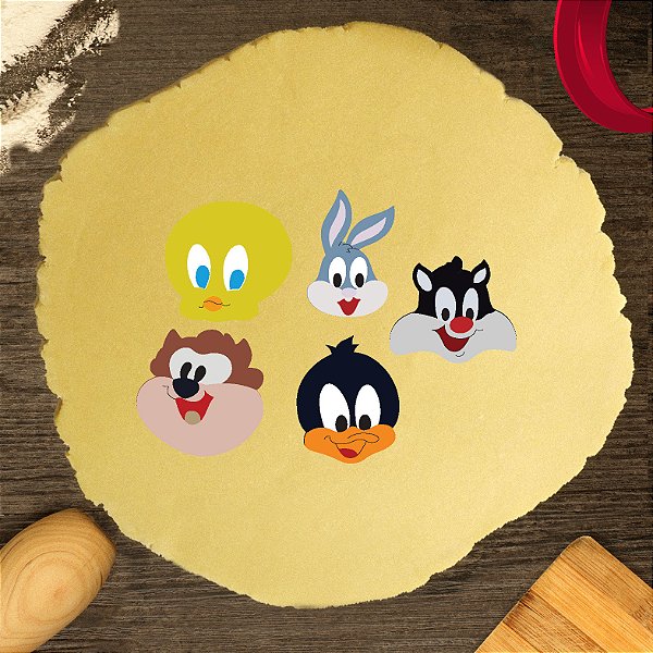 Kit 5 Cortadores Modulares Cabeça Looney Tunes