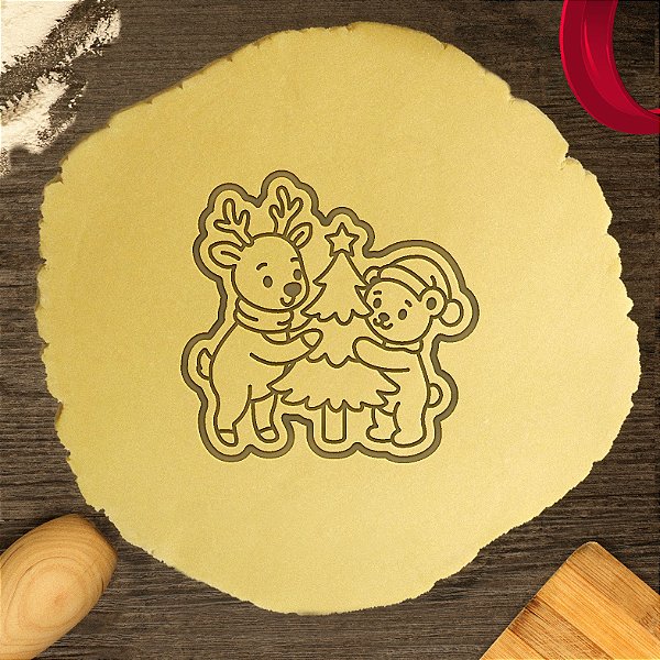 Cortador Biscoito Natal Árvore Rena Urso Fofos