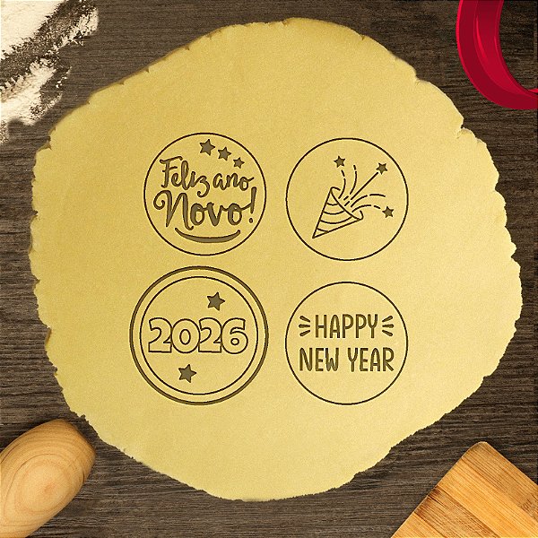 Kit 4 Cortadores Comemoração Ano Novo Festa