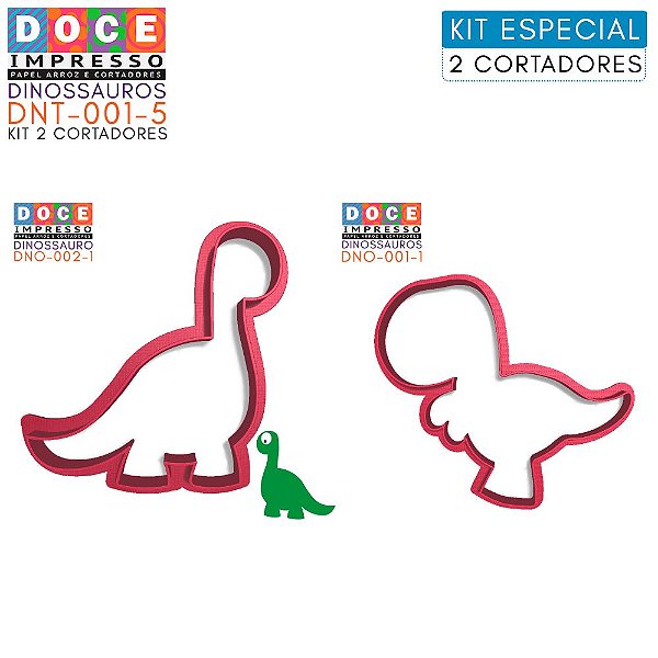 Kit Cortadores Festa Infantil Dinossauros TRex Baby Dino 2 peças