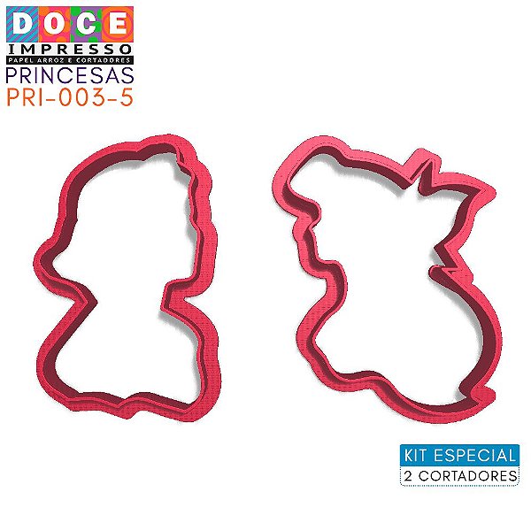 Kit Cortadores Silhueta Princesa Ariel e Branca de Neve 2pc DOCE IMPRESSO