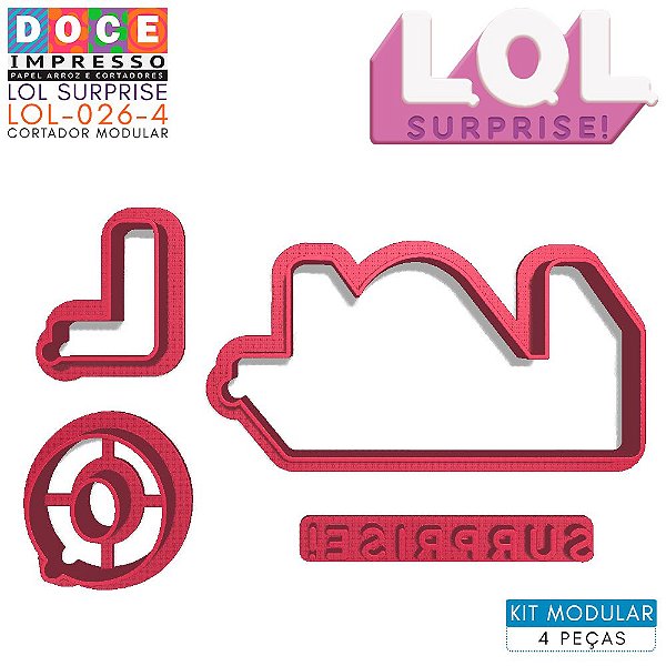 Cortador Biscoito Pasta Festa Boneca Lol Surprise Logo 7cm