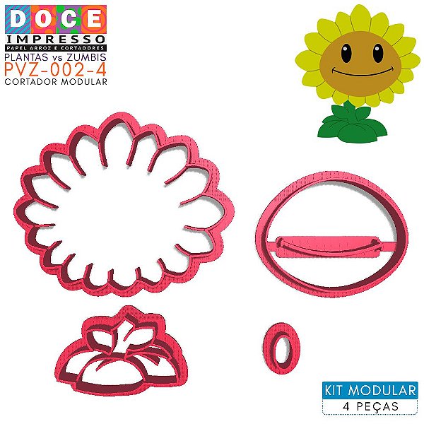 Cortador Modular Pasta Americana Festa Infantil Game Plantas vs Zumbis Cabeça do Zombie