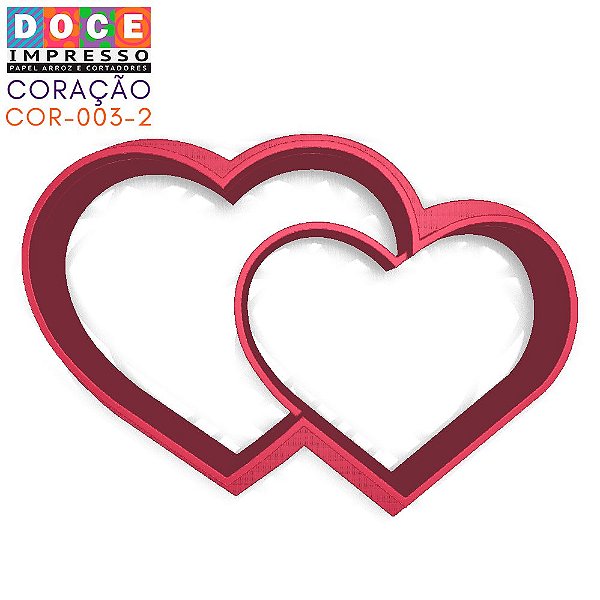 Cortador de Pasta Americana Coração Duplo com Marcador 3,5cm