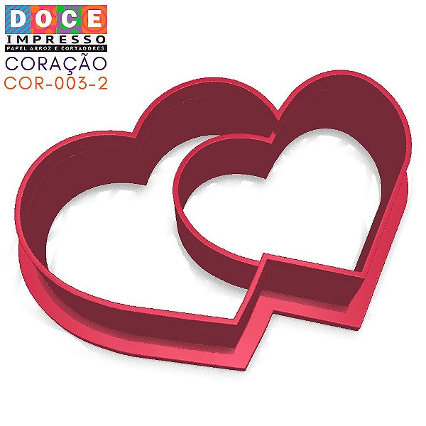 Cortador de Pasta Americana Coração Duplo com Marcador 4cm