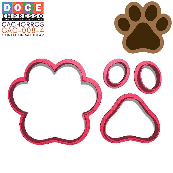 Cortador Modular Pasta Americana Pata de Cachorro com o Contorno da Patinha Cute