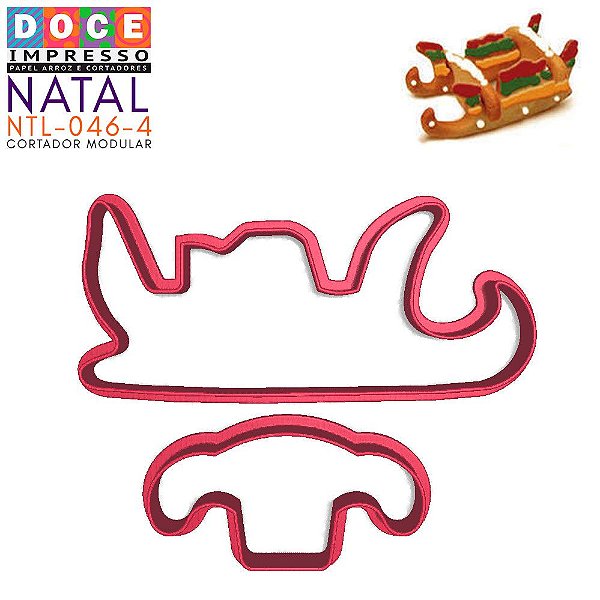 Cortador Biscoito Festa Natal Trenó Noel 3D Montável