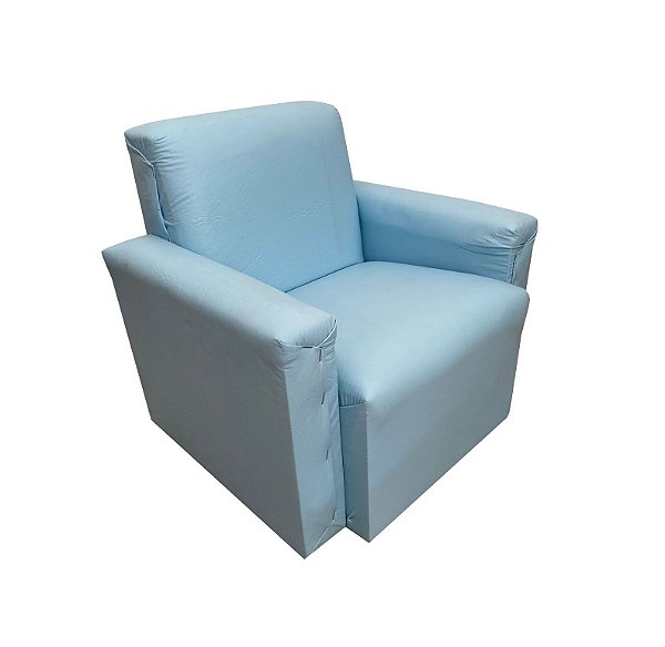 Mini Sofá Poltrona Infantil Estofado - Azul Claro Corino