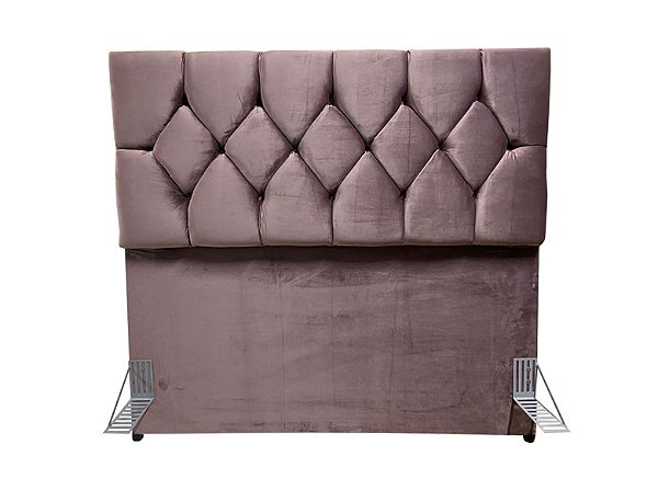 Cabeceira Capitonê Com Pés Para Cama Box Padrão 1,38 Cm - Rose Escuro