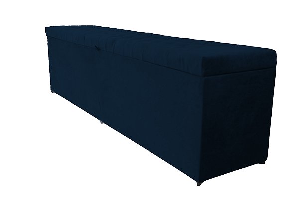 Puff Baú Estofado Valencia 1,20cm - Azul Marinho