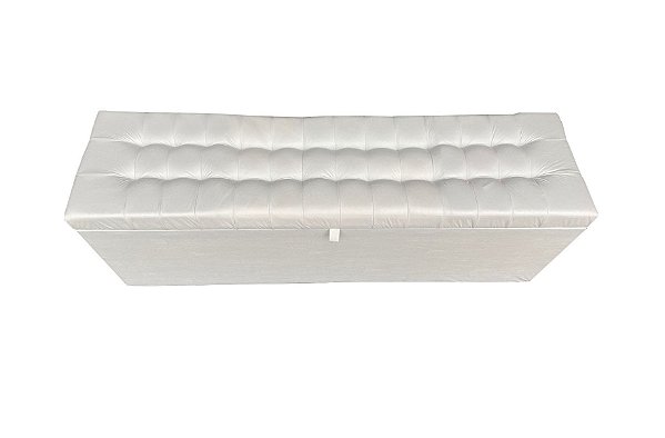 Puff Baú Estofado Valencia 1,20cm - Branco Corino