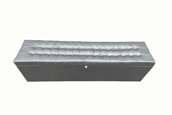 Puff Baú Estofado Valencia 1,20cm - Cinza Corino