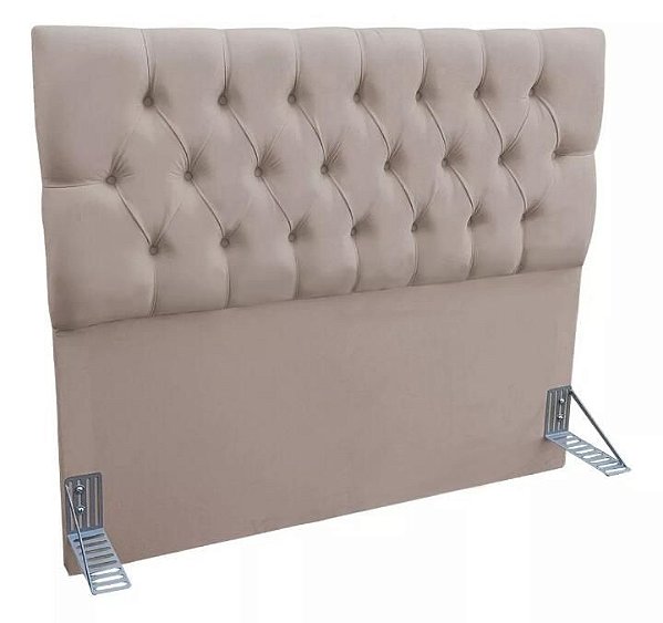Cabeceira Capitonê Com Pés Para Cama Box Padrão 1,38 Cm - Bege Claro