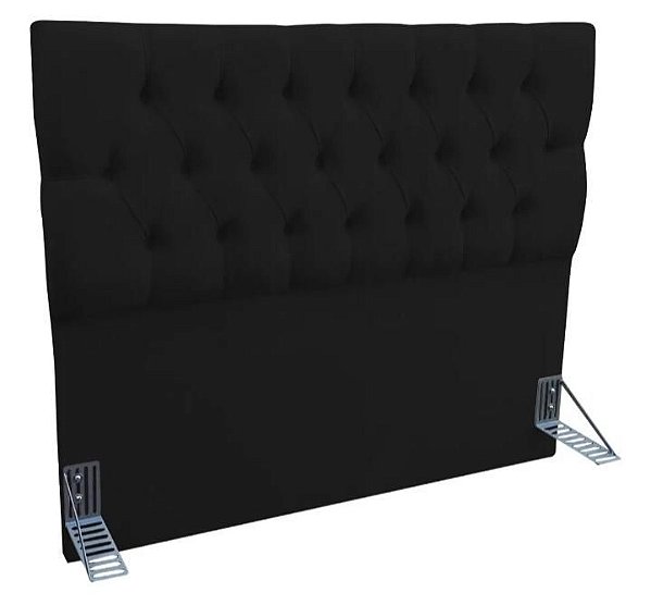 Cabeceira Capitonê Com Pés Para Cama Box Queen Size 1,58 Cm - Preto