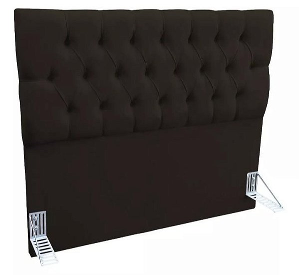 Cabeceira Capitonê Com Pés Para Cama Box Queen Size 1,58 Cm - Marrom