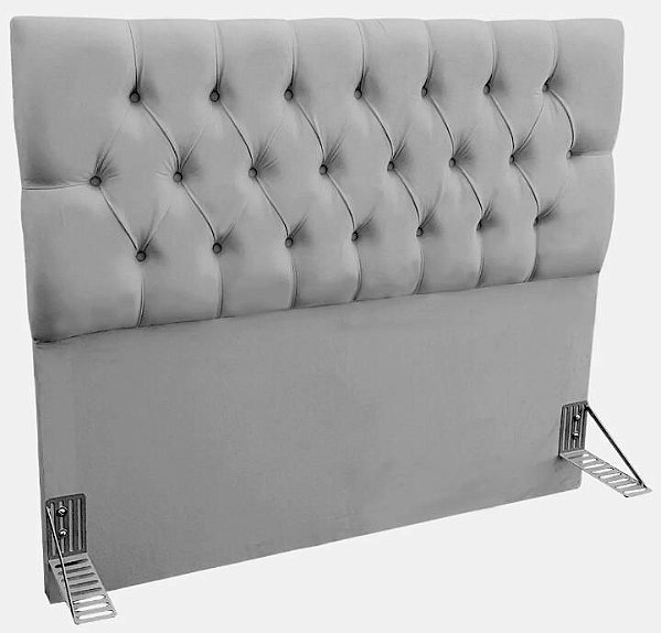 Cabeceira Capitonê Com Pés Para Cama Box Queen size 1,58 Cm - Cinza