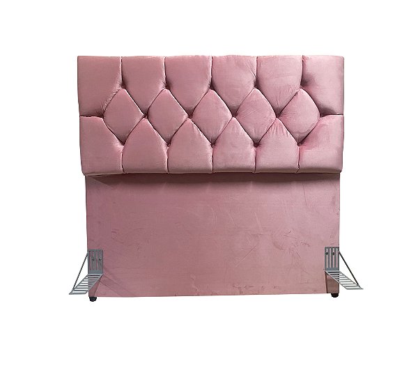 Cabeceira Capitonê Com Pés Para Cama Box Queen Size 1,58 Cm - Rosa Claro