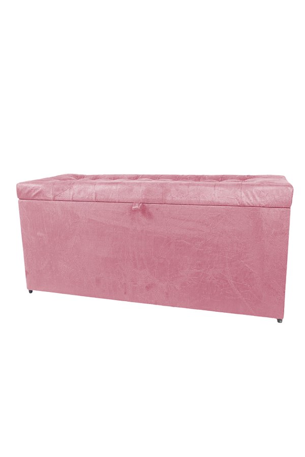 Puff Baú Estofado Retangular 1 Metro Para Sala, Quarto e Recepção - Rosa Claro