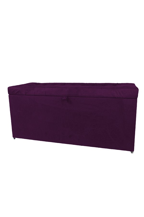 Puff Baú Estofado Retangular 1 Metro Para Sala, Quarto e Recepção - Roxo
