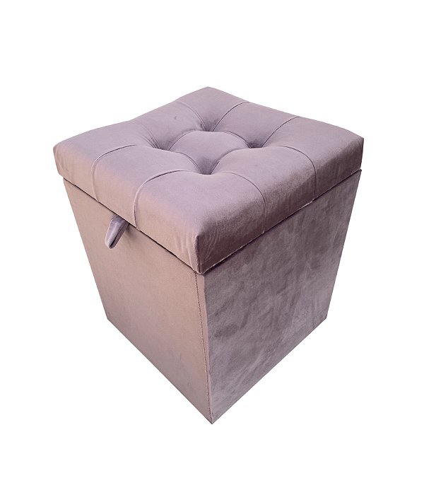 Puff Baú Quadrado Estofado 1 lugar 40x40cm - Rose Escuro