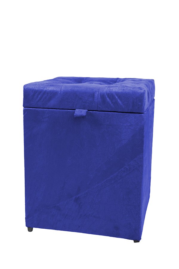 Puff Baú Quadrado Estofado 1 lugar 40x40cm - Azul Royal