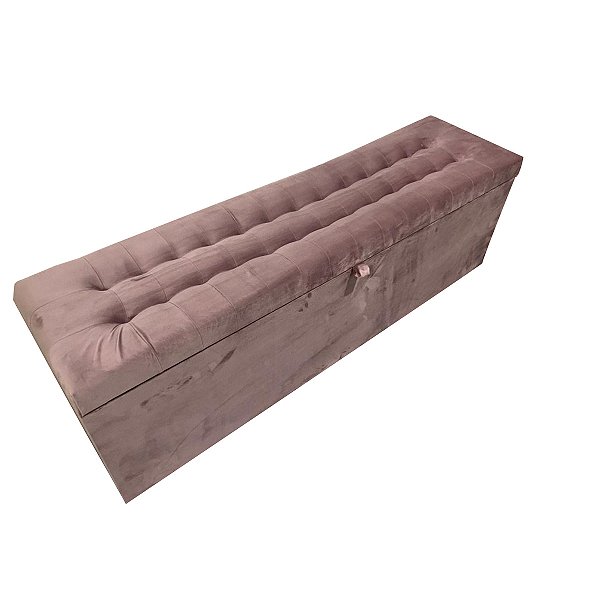 Puff Baú Laís 160 cm Para Cama de Casal Queen Size - Rose Escuro