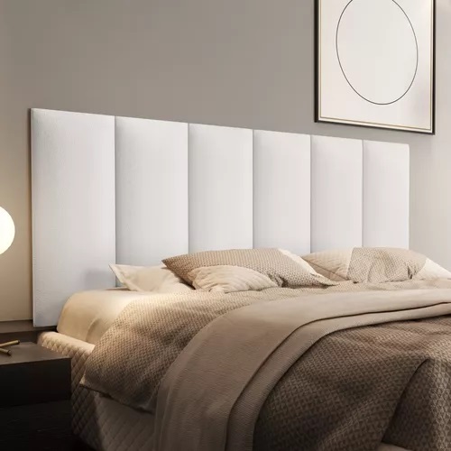 Cabeceira Painel Em Módulos Para Cama Box Padrão 1,38cm Estofada - Branco Corino