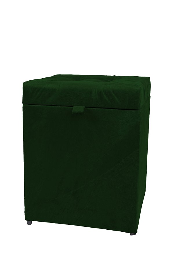 Puff Baú Estofado Quadrado Mari 36cm - Verde