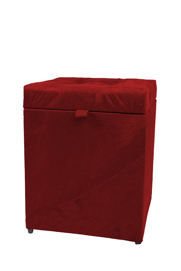 Puff Baú Estofado Quadrado Mari 36cm - Vinho